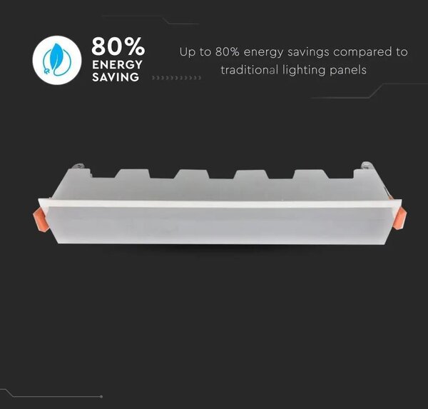 V-TAC süllyeszthető mennyezeti hosszúkás LED panel 20W hideg fehér - SKU 6415