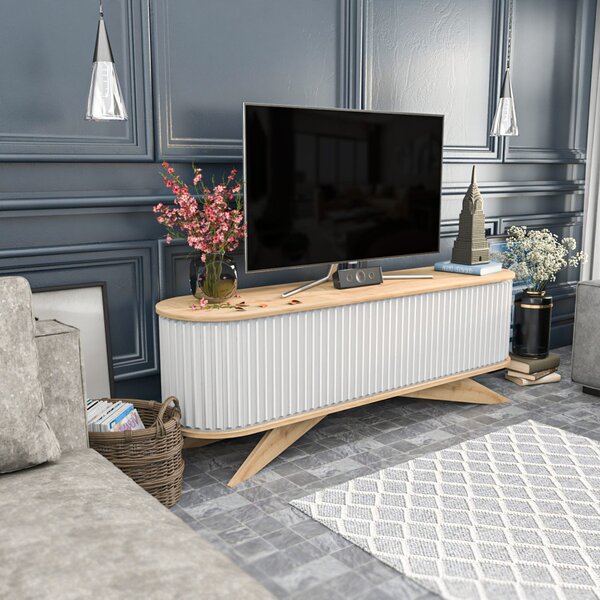 Stor TV-állvány, fehér, 180 cm