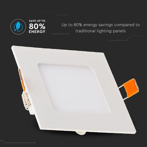 V-TAC süllyeszthető mennyezeti szögletes LED panel 3W hideg fehér - SKU 6297