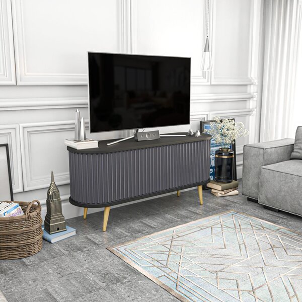 Stor TV-állvány, fekete-antracit, 140 cm
