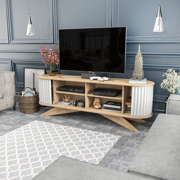 Stor TV-állvány, fehér, 180 cm