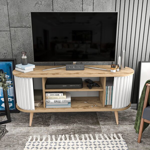 Stor TV-állvány, oud tölgy-fehér, 140 cm