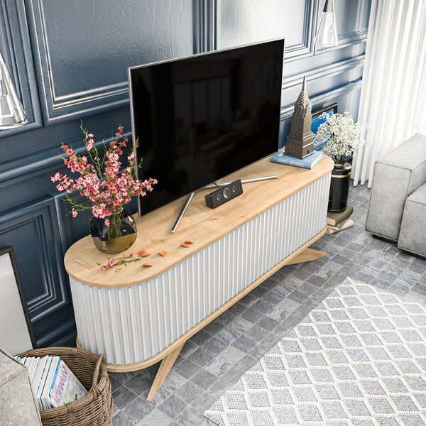 Stor TV-állvány, fehér, 180 cm