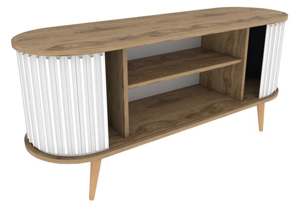 Stor TV-állvány, oud tölgy-fehér, 140 cm