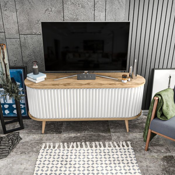 Stor TV-állvány, oud tölgy-fehér, 140 cm