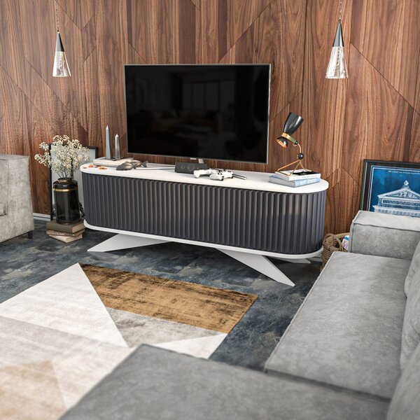 Stor TV-állvány, antracit-fehér, 180 cm