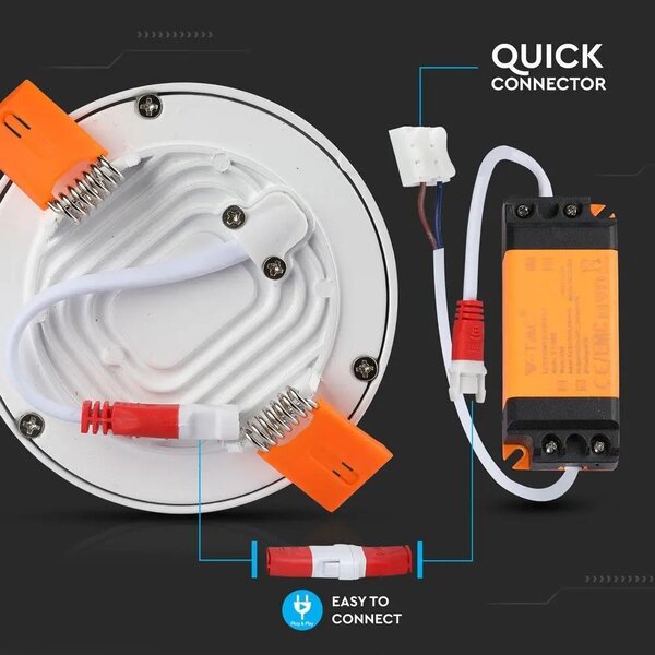 V-TAC süllyeszthető mennyezeti kerek LED panel vékony kerettel 8W meleg fehér - SKU 4931