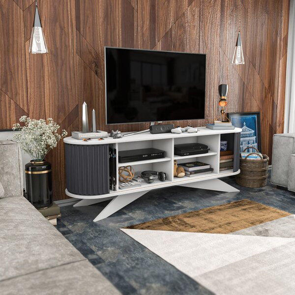 Stor TV-állvány, antracit-fehér, 180 cm