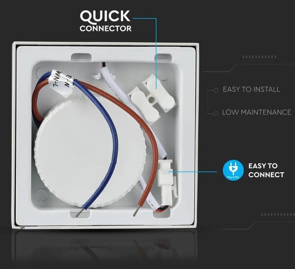 V-TAC falon kívüli mennyezeti szögletes LED panel 12W meleg fehér - SKU 4913
