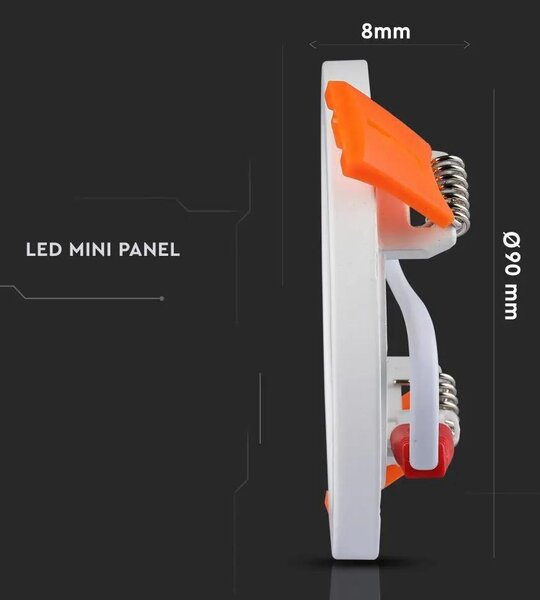 V-TAC süllyeszthető mennyezeti kerek LED panel vékony kerettel 8W meleg fehér - SKU 4931