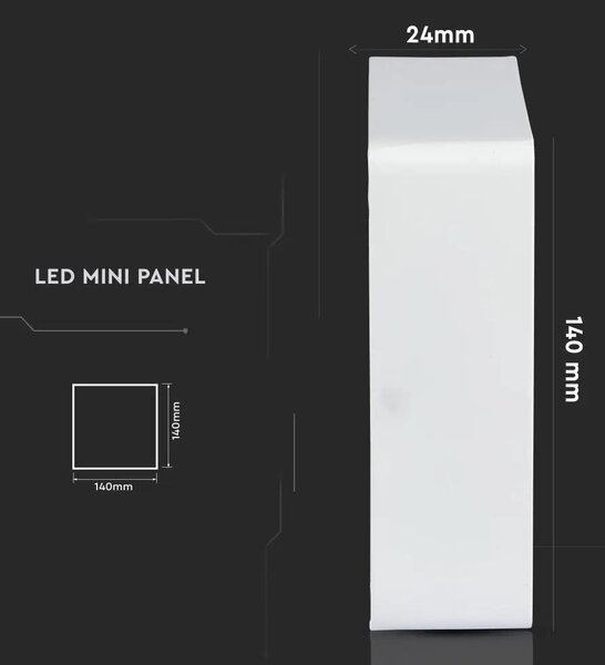 V-TAC falon kívüli mennyezeti szögletes LED panel 12W meleg fehér - SKU 4913