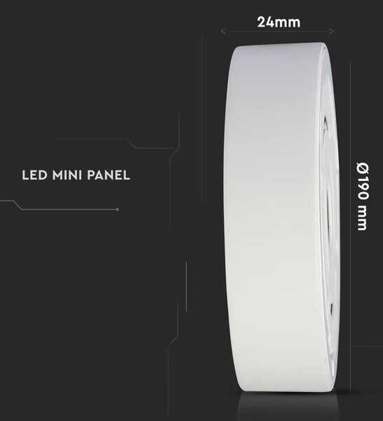 V-TAC falon kívüli mennyezeti kerek LED panel 18W hideg fehér - SKU 4918
