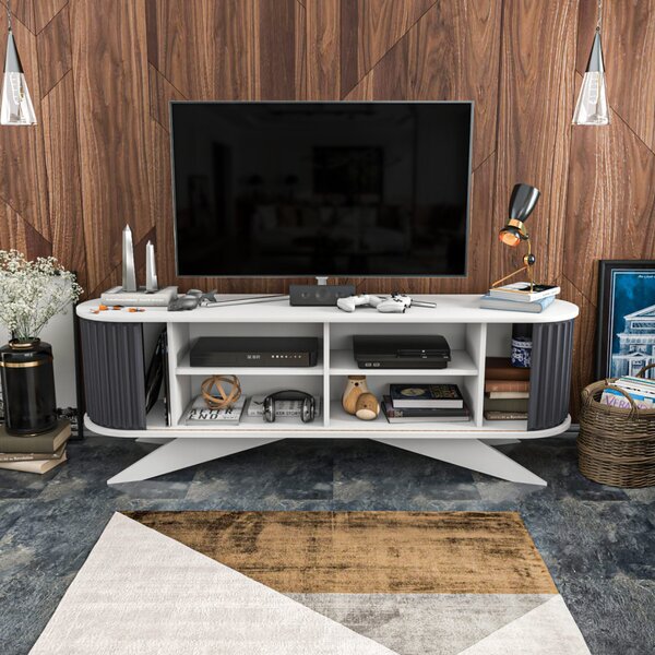 Stor TV-állvány, antracit-fehér, 180 cm