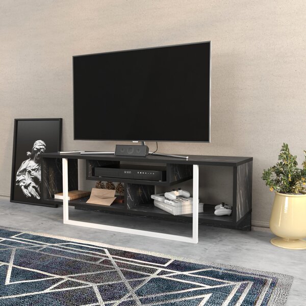 Asal TV-állvány, fekete-fehér, 120 cm