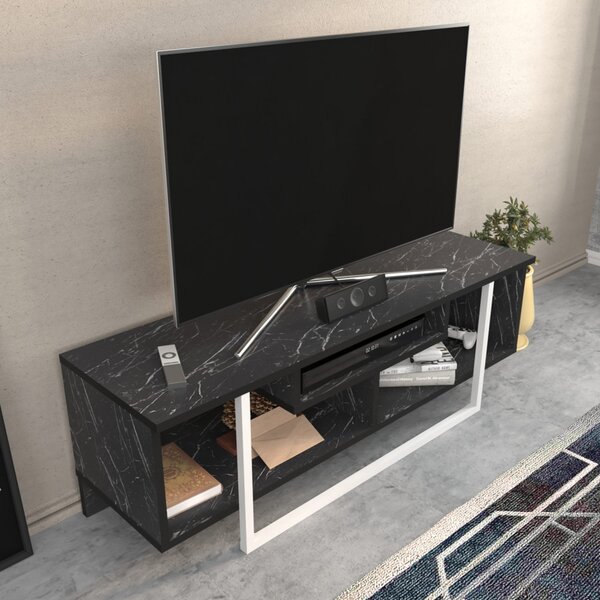Asal TV-állvány, fekete-fehér, 120 cm