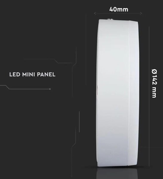 V-TAC falon kívüli mennyezeti kerek LED panel 8W természetes fehér - SKU 4891