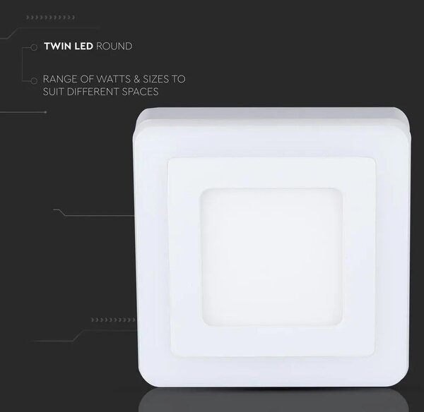 V-TAC falon kívüli mennyezeti szögletes LED panel 15W meleg fehér - SKU 4925