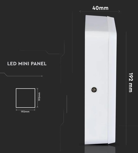 V-TAC falon kívüli mennyezeti szögletes LED panel 15W meleg fehér - SKU 4925