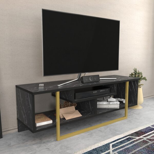 Asal TV-állvány, fekete-arany, 120 cm