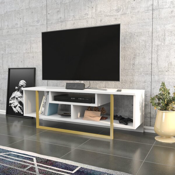 Asal TV-állvány, arany-fehér, 120 cm