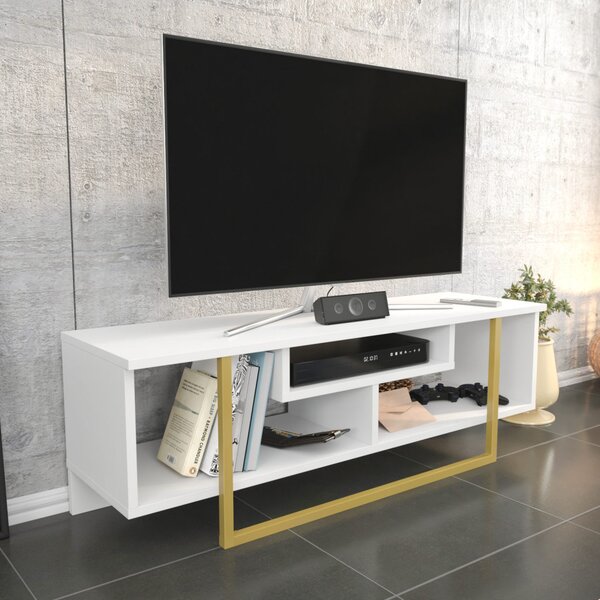 Asal TV-állvány, arany-fehér, 120 cm
