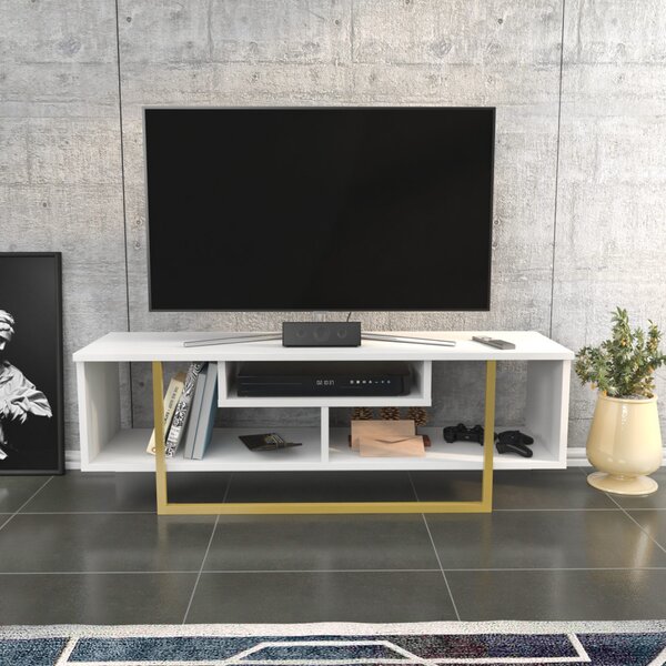 Asal TV-állvány, arany-fehér, 120 cm