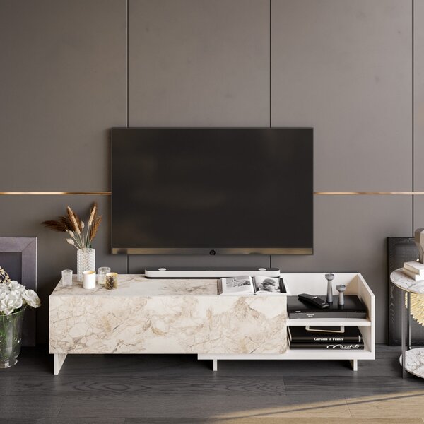 Parion TV-állvány, fehér, 165 cm – TR322RTC2452