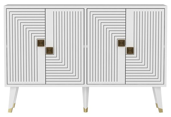 Ahart komód, fehér-arany, 120 cm