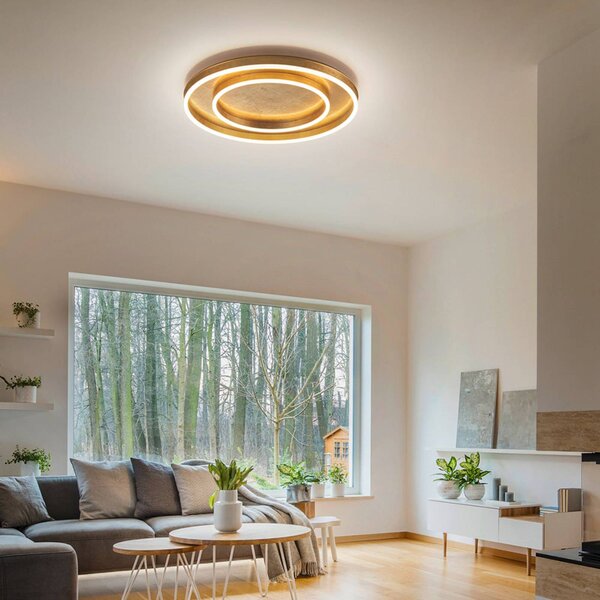 Helestra Sona LED dimm. menny. lámpa Ø60cm arany, dimmelhető, Sárgaréz / arany, Folyosó, fém, Modern