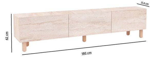 Alvin TV-állvány, travertin, 180 cm