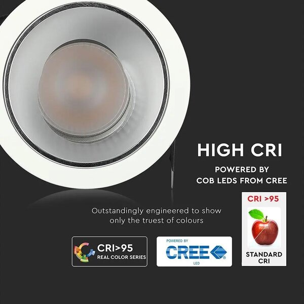 V-TAC süllyeszthető LED COB mélysugárzó lámpa UGR<19 CRI>95 6W természetes fehér - SKU 1480