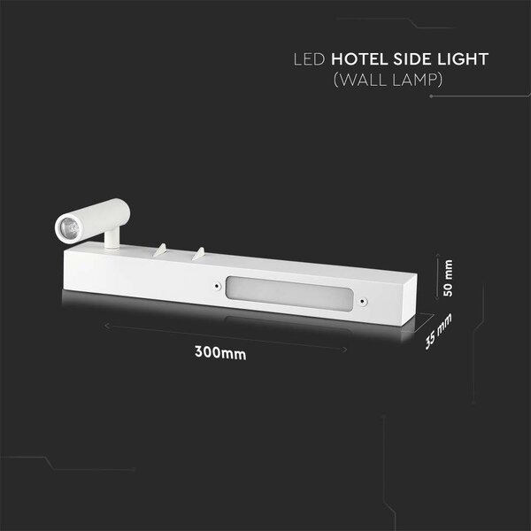 V-TAC fali LED olvasólámpa fehér 3+6W meleg fehér - SKU 211488