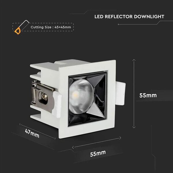 V-TAC süllyeszthető 38° mélysugárzó LED lámpa 4W meleg fehér - SKU 987