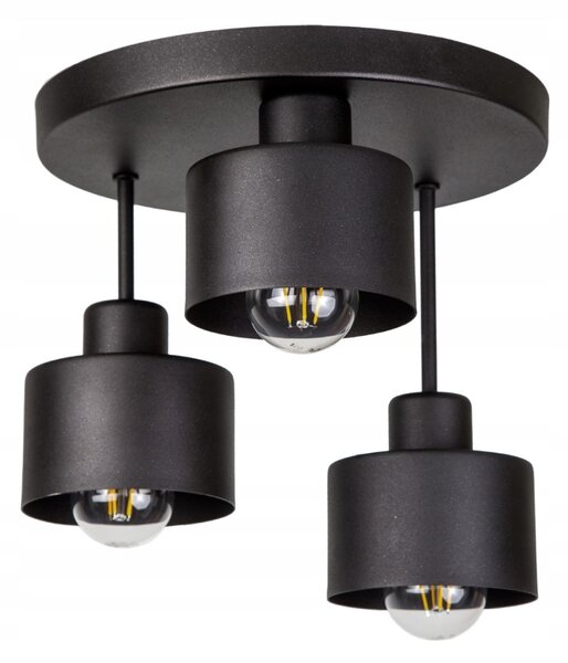 Mennyzeti lámpa fekete fém búrával | Loft - Industrial | Glimex Lavor 3xE27 GKL36C