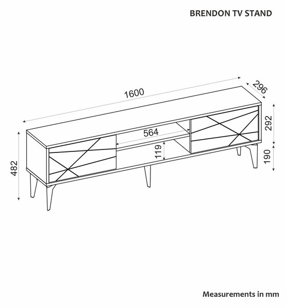 Brendon TV-állvány, zafír tölgy, 160 cm