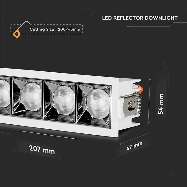 V-TAC süllyeszthető 12° mélysugárzó LED lámpa 20W meleg fehér - SKU 981