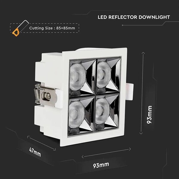 V-TAC süllyeszthető 12° mélysugárzó LED lámpa 16W hideg fehér - SKU 976
