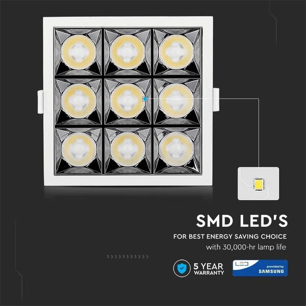 V-TAC süllyeszthető 12° mélysugárzó LED lámpa 36W meleg fehér - SKU 984