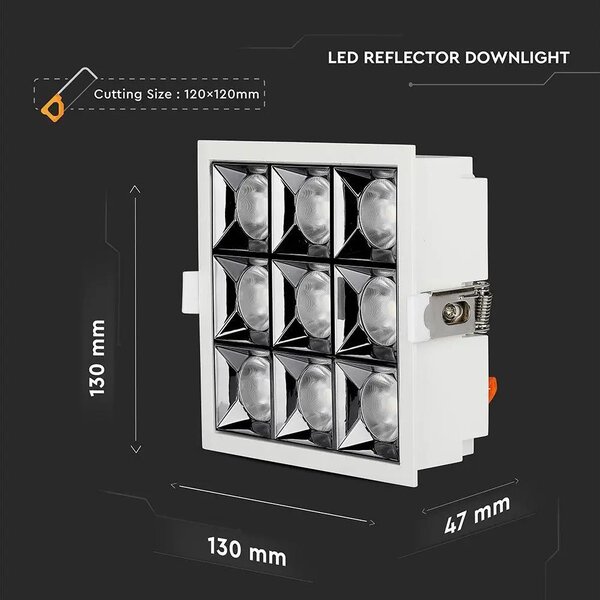 V-TAC süllyeszthető 12° mélysugárzó LED lámpa 36W meleg fehér - SKU 984