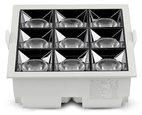 V-TAC süllyeszthető 12° mélysugárzó LED lámpa 36W meleg fehér - SKU 984