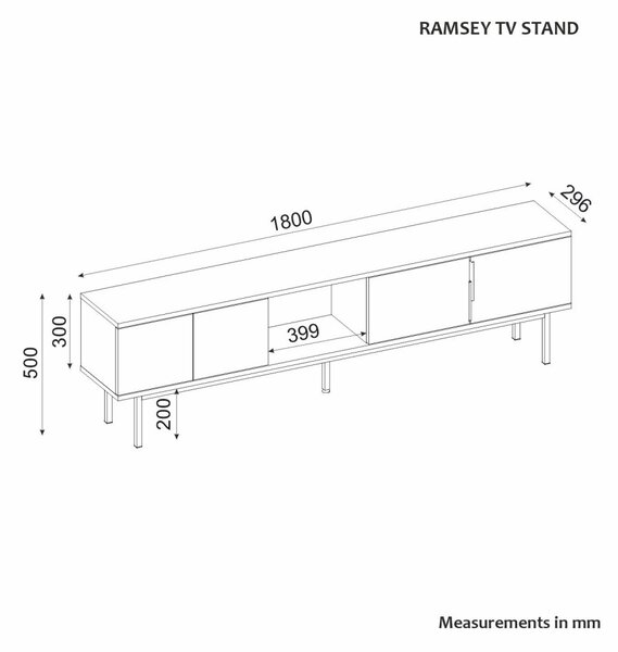 Ramsey TV-állvány, antracit, 180 cm