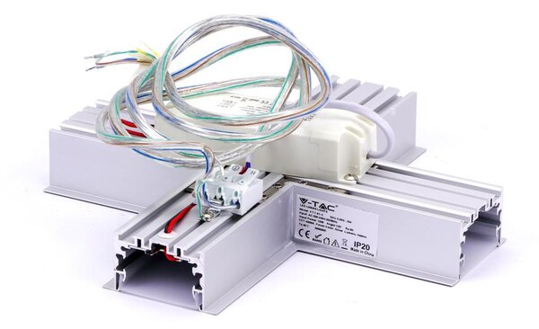 V-TAC ezüst, 70mm X alakú toldó süllyeszthető lineáris LED lámpákhoz 16W természetes fehér - SKU 394