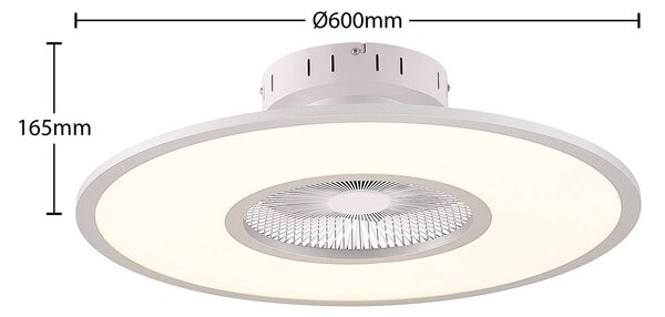 Lindby LED mennyezeti ventilátor Romea, kerek, DC, csendes, 60 cm, dimmelhető, Alu / szürke / cink, Nappali / Étkező, Műanyag, Modern