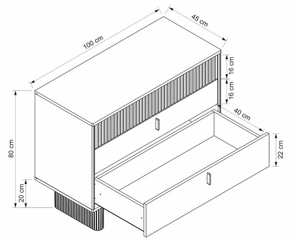 Valento komód, 100 cm