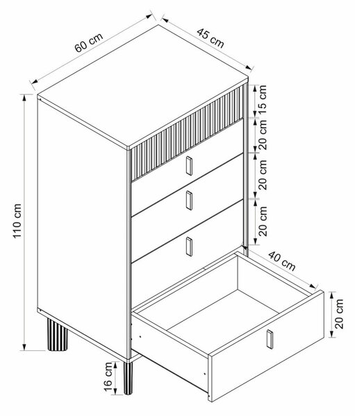 Valento komód, 60 cm