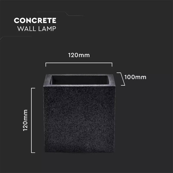 V-TAC G9 LED falon kívüli lámpatest, sötétszürke beton - SKU 8692