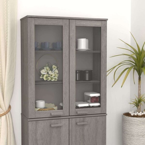 VidaXL világosszürke fenyőfa felső elem magasszekrényhez 85x35x100 cm
