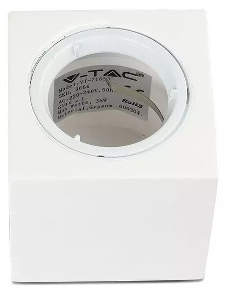 V-TAC GU10 LED falon kívüli fehér lámpatest - SKU 3666