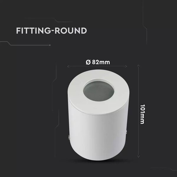 V-TAC GU10 LED falon kívüli fehér lámpatest, IP54 védelemmel - SKU 3669