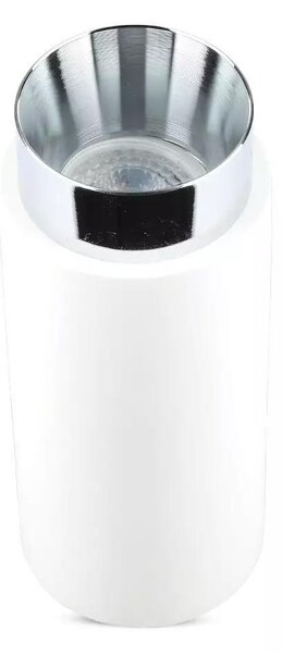 V-TAC GU10 LED falon kívüli lámpatest, fehér+króm - SKU 3114